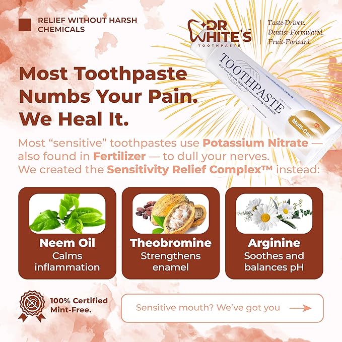 Dr. White’s Signature Flavor Trio – Sweet Serenity | Fluoride-Free Toothpaste with Nano-Hydroxyapatite for Enamel Strength & Sensitivity Relief, Mint-Free (3-Pack)
