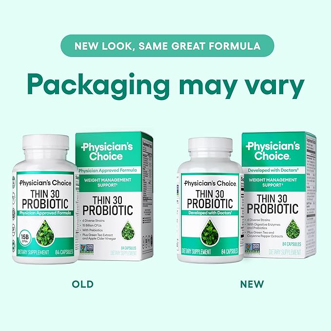 Physician's CHOICE Probiotics for Weight Management & Bloating - 6 Probiotic Strains - Prebiotics - Key ingredient Cayenne - Supports Gut Health - Weight Management for Women & Men - Green Tea - 84 CT-StrideForce Fitness