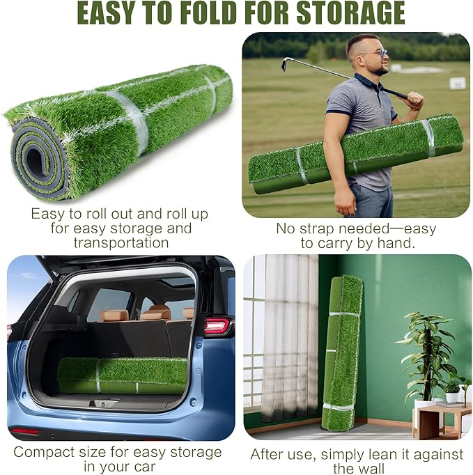 SIOTMERA 23x16IN & 5x4FT Golf Mat, Dual-Turf Golf Hitting Mat with High-Elasticity EVA Anti-Slip Bottom, Anti-Deformation,Reinforced Glue, Ideal for Swing,Chipping Practice,Indoor/Outdoor-StrideForce Fitness