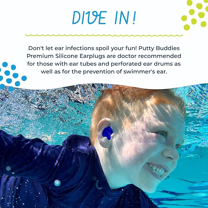 Earvolution Floating Putty Buddies Ear Plugs for Swimming - Invented by an Ear Physician - Moldable, Premium, Silicone - Floats on Water - Waterproof - Made in The USA - 3 Pack - Red/White/Blue-StrideForce Fitness