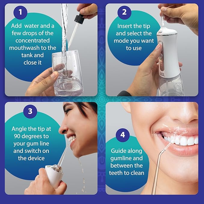 GuruNanda Gums of Steel Kit – Advanced Dental Water Flosser (UV Mode), Concentrated Mouthwash, Cocomint Pulling Oil, Butter on Gums Toothbrush & Tongue Scraper for Overall Oral Hygiene