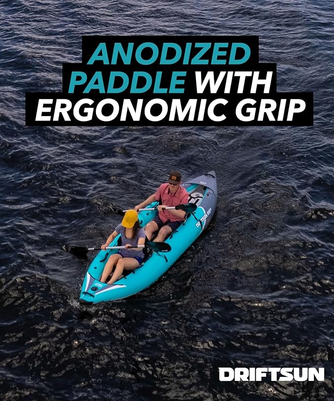 Driftsun Rover Inflatable Kayak - White Water Kayaks for 1 and 2 Person, High Pressure Dropstitch Floor Kayak for Adults with Padded Seats-StrideForce Fitness