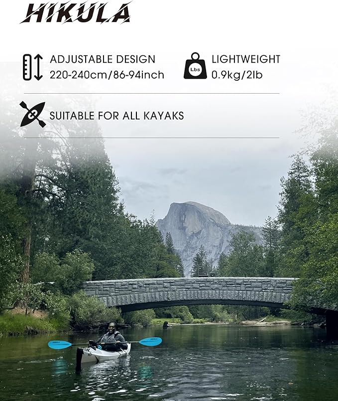 Adjustable Kayak Paddle with Carbon Shaft and PP Blade Available in 220-230/220-240/230-250cm Floating Lightweight Kayak Oars with Original Pattern-StrideForce Fitness