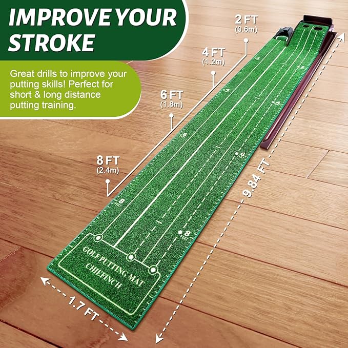 Indoor Putting Mat - Green with 3 Tracks & Auto Ball Return, Mini Golf Game & Practice Equipment, Gift for Golfer Lovers-StrideForce Fitness