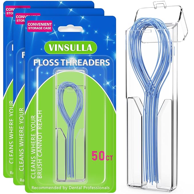 Floss Threaders for Braces, Bridges, and Implants (50 Count (Pack of 3))