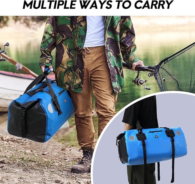 Haimont Waterproof Duffel Bag Roll-top Dry Duffel Bag with Quick-fixed Straps for Motorcycling, Rafting, Boating, SUP, Kayaking, Travel, 50L/70L-StrideForce Fitness