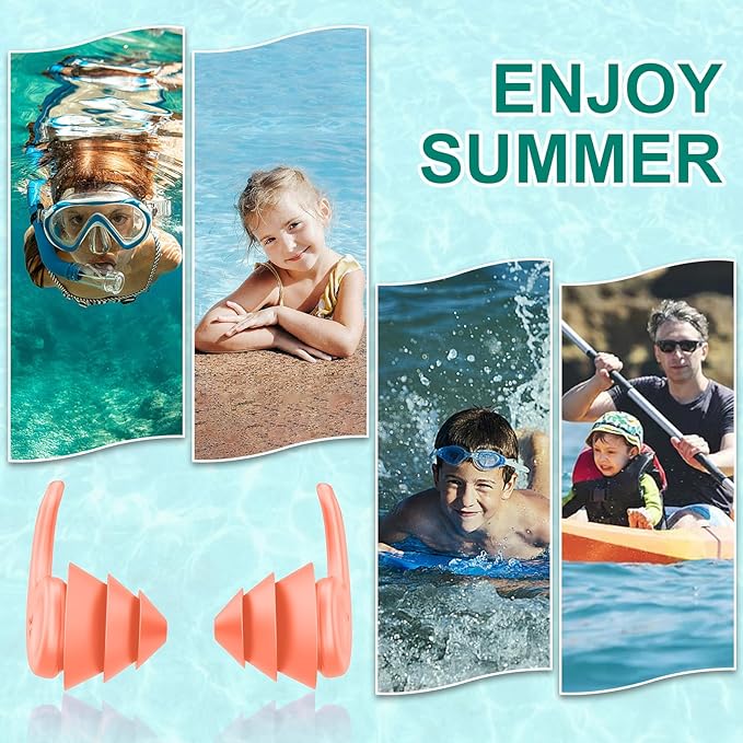 Kids Swimming Ear Plugs,3 Pairs Waterproof Reusable Silicone Child Swim Earplugs for Swimming Surfing Bathing Showering,Small Children Water Ear Plugs Suitable for Boys and Girls (Kids 4-12 Years Old)-StrideForce Fitness