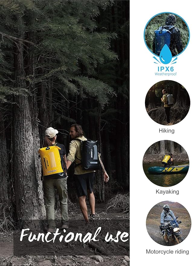 IDRYBAG Waterproof Backpack for Men 20L/30L/40L, Floating Dry Bag Kayak, Dry Backpack Hiking-StrideForce Fitness
