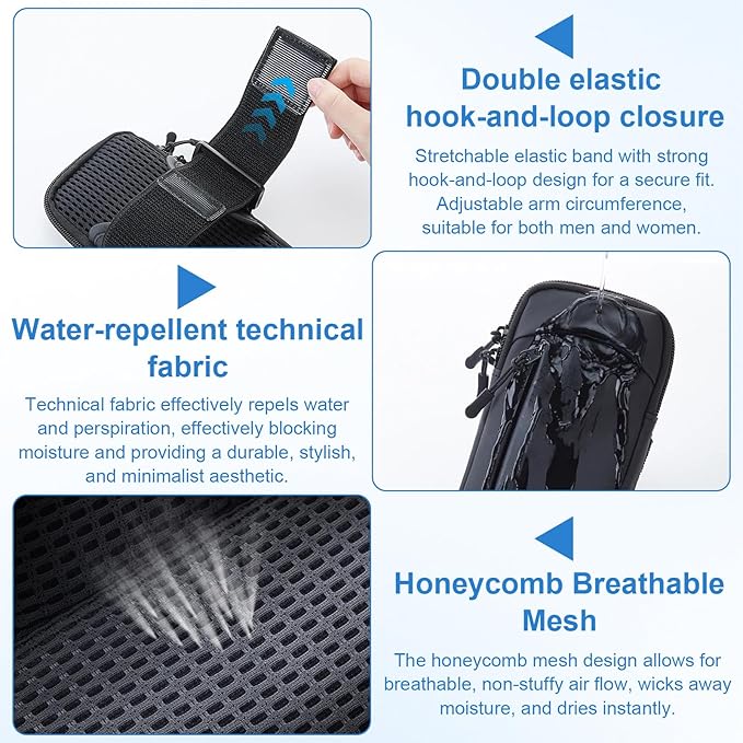 Cell Phone Crossbody Bag with Arm Band, Waterproof Phone Holder Pouch Fits iPhone & Android up to 7'', Small Sling Shoulder Purse for Running, Hiking, Travel, Workout (Black)-StrideForce Fitness