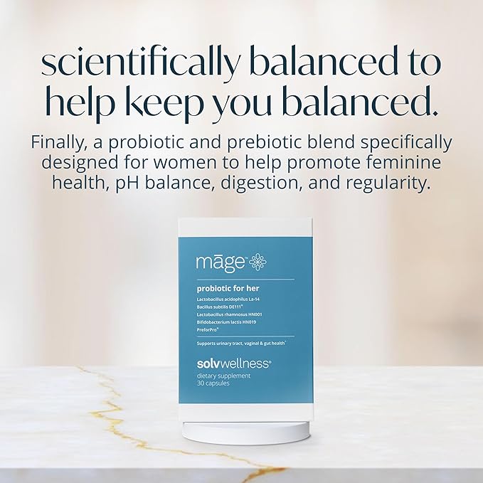 Māge by Solv Wellness Probiotic for Her, Daily Women’s Prebiotic and Probiotics Blend Nutritional Supplements for Digestive, Vaginal PH Balance, Urinary Tract Health Support, 30 Capsules-StrideForce Fitness