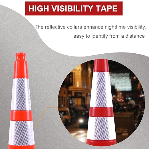 OrangeStar 6 Pack 36" Traffic Cones with Weighted Rubber Base, 2 Reflective Collars, Large Safety Cones for Parking Lot, Road Construction, Warehouse, Highway, Weatherproof PVC-StrideForce Fitness