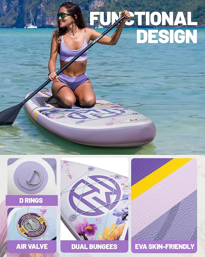 Inflatable Paddle Board 11 '* 34 "* 6" Extra Wide Sup Board, 420lb Capacity Paddle Board for Adults, Suitable for Sea and Lakes, 2+1Family Board-StrideForce Fitness