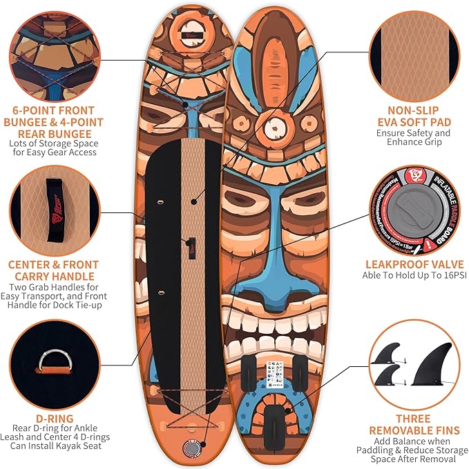 Inflatable Stand Up Paddle Board, 10'x30''x6'' Ultra-Light Paddleboards for All Skill Levels with SUP Accessories, Paddle, Fins, Leash, SUP Pump, Backpack-StrideForce Fitness