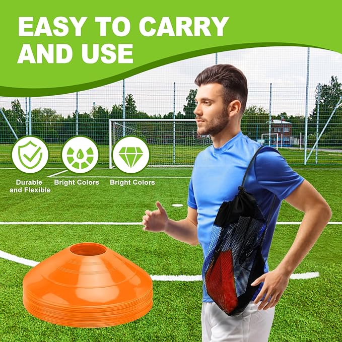 Ashsajkd(Set of 25/50/100 - Agility Soccer Cones with Carry Bag and for ， Football Cones for TrainingFootball, Basketball, Coaching, Agility Cones for Indoor and Outdoor Games-StrideForce Fitness