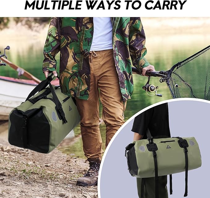 Haimont Waterproof Duffel Bag Roll-top Dry Duffel Bag with Quick-fixed Straps for Motorcycling, Rafting, Boating, SUP, Kayaking, Travel, 50L/70L-StrideForce Fitness