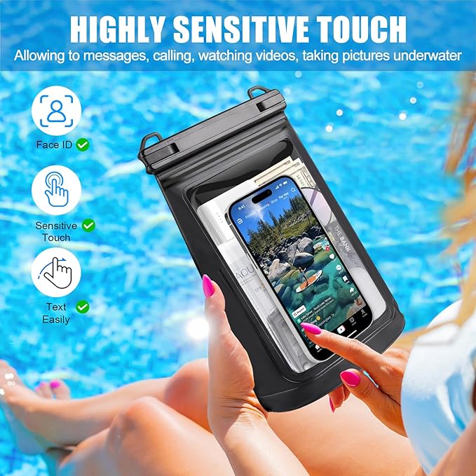 2L Large Waterproof Phone Pouch - [Oversized] [Floating] Waterproof Pouch for iPhone Galaxy Google and More, IPX8 Waterproof Dry Bag for Beach Vacation Belongings-StrideForce Fitness