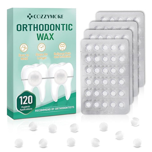 120 Braces Wax, Orthodontic Wax for Dental Wax Dots Easy Molding Long-Lasting Hold, Food-Grade Dental Wax Individually Sealed Packets, Portable and Easy to Tear