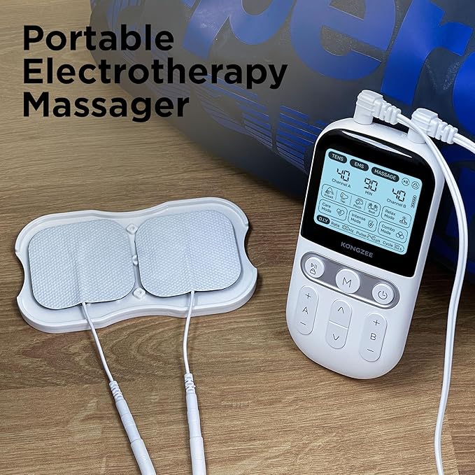 4 in 1 - D.I.Y & Tens Unit & EMS & Massage Muscle Stimulator, Dual Channel TENS Units Therapy Machine for Pain Relief, FDA Cleared Rechargeable Electronic Pulse Massager, with 12pcs Electrode Pads.-StrideForce Fitness