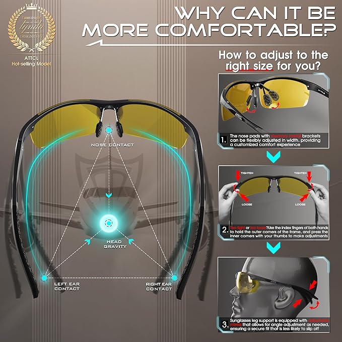 ATTCL Men's Sports Polarized Sunglasses Men for Driving running Fishing Golf - UV Protection Sun glasses Metal Frame-StrideForce Fitness