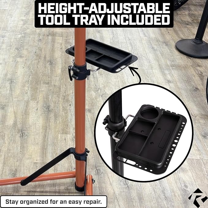 Revere Bike Repair Stand & Storage Bag, Telescoping Arm, Rotating Clamp, Magnetic Tool Tray, and Adjustable Handlebar Rod - Heavy Duty, Sturdy, Adjustable-StrideForce Fitness