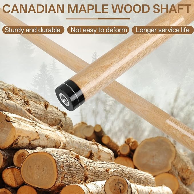 Kmise 4 Pieces Pool Cue Stick, 58??Pool Cues, 18 19 20 21 oz Canadian Maple, Pool Sticks for Adults, Billiard House Home Bar Pool Stick, Durable, Suitable for Professional Billiard Players-StrideForce Fitness
