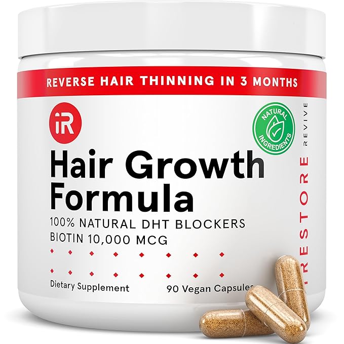 iRestore Hair Growth Supplement - Hair Loss Vitamins for Women and Men - Biotin Multivitamins & DHT Blocker to Reduce Hair Thinning - Hair Regrowth Pills - 30 Days Supply 90 Count (Pack of 1)-StrideForce Fitness