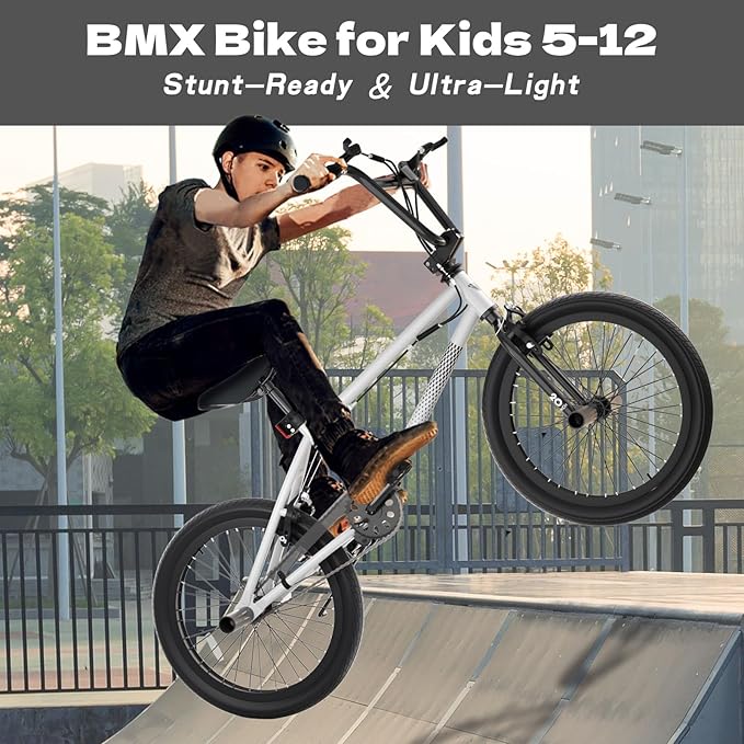 67i Boys BMX Bike 18/20 Inch Ages 8-12 Kids Bicycle with Front Rear U Brake Adjustable Seat Iron Fork 2.09" Wide Tires-StrideForce Fitness