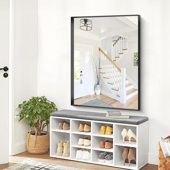 Black Bathroom Mirror, 36x48 Inch Rectangular Deep Frame Mirror, Large Wall Mounted Bathroom Vanity Mirror Over Sink for Bedroom,Restroom, Living Room, Hangs Vertically or Horizontally-StrideForce Fitness