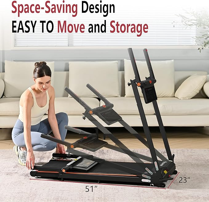 Foldable Treadmill with Incline Treadmill with Home Removable Desk Workstation 3.0 HP 3 in 1 Folding Small Compact Walking Treadmills 300 Lbs Capacity for Home Office-StrideForce Fitness