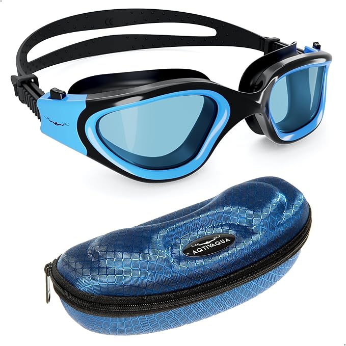 AqtivAqua Swimming Goggles, DX Wide View Swim Goggles for Adult Men Women, Anti Fog No Leaking-StrideForce Fitness