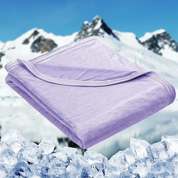 HOMFINE Cooling Blankets for Hot Sleepers - Summer Blanket Thin Lightweight Breathable Soft Double Side Enhanced Cooling for Bed Couch Sofa, Keep Cool for Night Sweats (Purple, 108 x 90 inches)-StrideForce Fitness