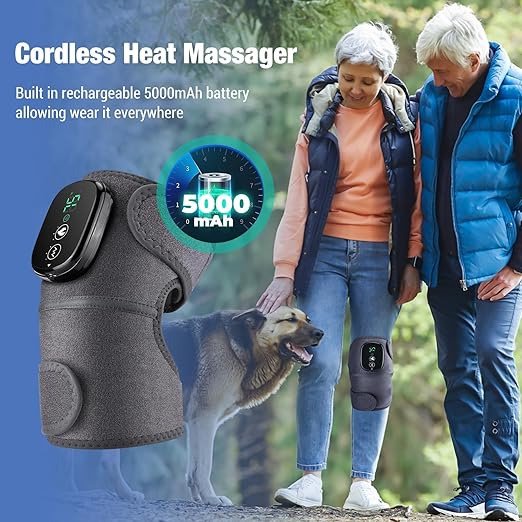 Northern Brothers Knee Massager for Pain Relief, Knee Pain Relief for Arthritis & Muscle Relaxation, Heating Pad for Knees Shoulder Elbow, Wireless Portable, Gifts for Men Women(1Pack)
