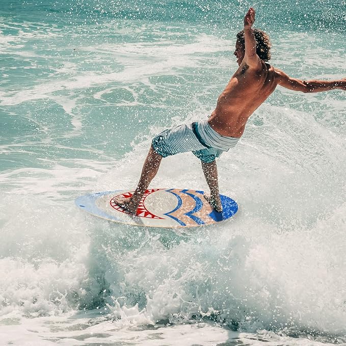 seething 35 Inch Skimboard with High Gloss Coat Wood Skim Board for Beginners,Kids, Teenagers, Adults and All Skimming-StrideForce Fitness