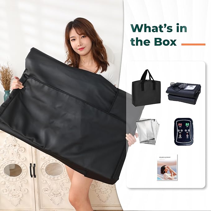 Infrared Sauna Blanket for Home | Portable Far Infrared Sauna Bag for Detox, Weight Loss & Relaxation, Dry Heat Therapy, Personal At-Home Wraps with Adjustable Temp 95-185°F. 110V 500 Watts, 71" x 36"-StrideForce Fitness