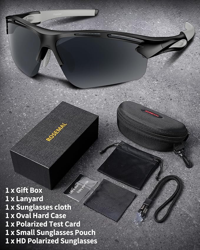 Polarized Sports Sunglasses for Men Women,UV400 Protection Sunglass for Running Cycling Fishing Hiking TR90-StrideForce Fitness