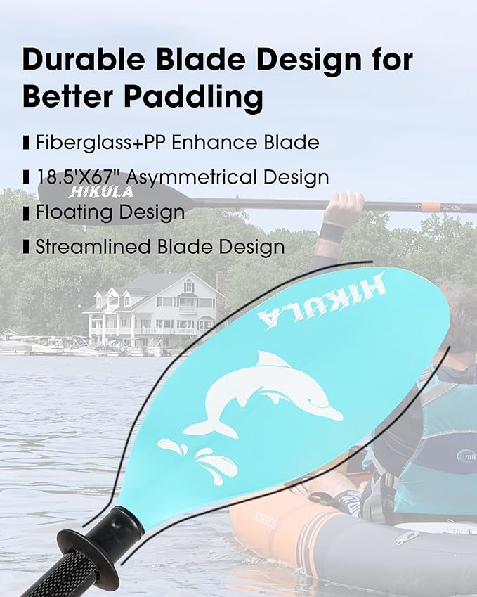 Adjustable Kayak Paddle with Carbon Shaft and PP Blade Available in 220-230/220-240/230-250cm Floating Lightweight Kayak Oars with Original Pattern-StrideForce Fitness