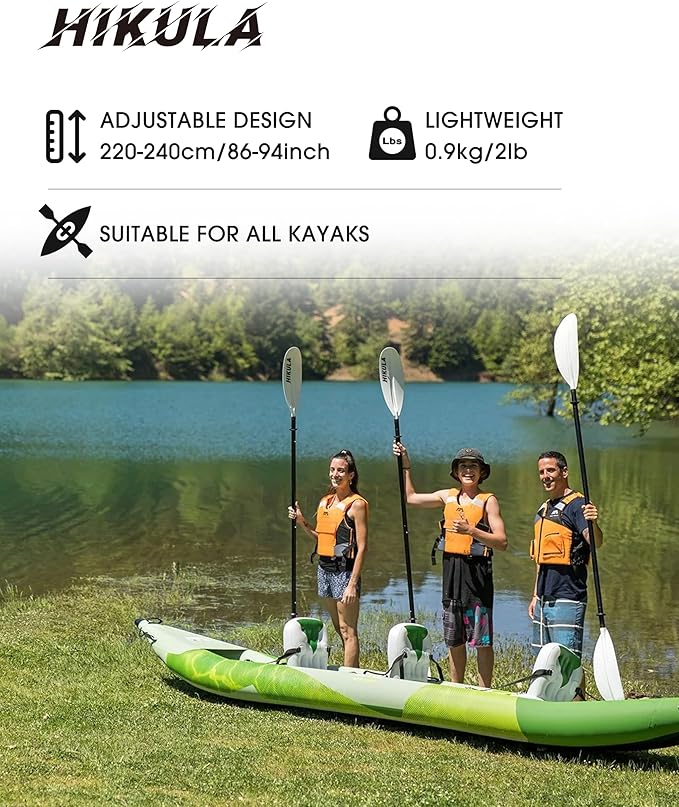 Kayak Paddle Aluminum Shaft Paddle with Nylon Blades, Floating Adjustable Kayaking Oars, 3 Piece, 220-240cm/86-94 Inches,Black/Rose/Teal/Black/Orange/Grey-StrideForce Fitness