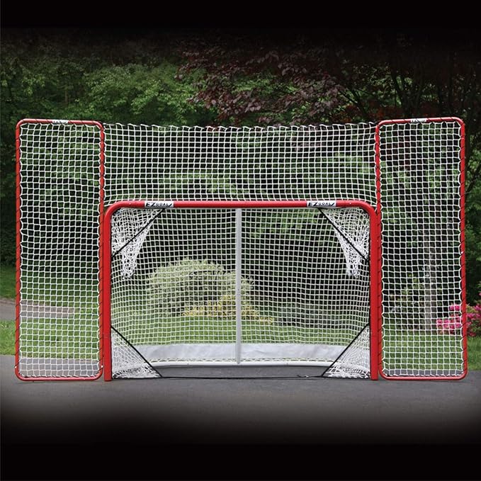 EZGoal Hockey Folding Pro Goal with Backstop and Targets, 2-Inch, Red/White-StrideForce Fitness