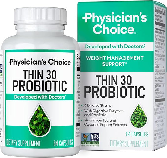Physician's CHOICE Probiotics for Weight Management & Bloating - 6 Probiotic Strains - Prebiotics - Key ingredient Cayenne - Supports Gut Health - Weight Management for Women & Men - Green Tea - 84 CT-StrideForce Fitness