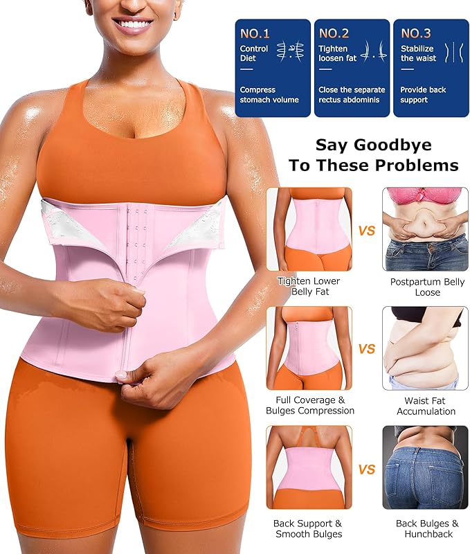 TrainingGirl Waist Trainer for Women Lower Belly Waist Trimmer Corset Tummy Wrap Workout Sweat Belt Band Sports Sauna Suit-StrideForce Fitness