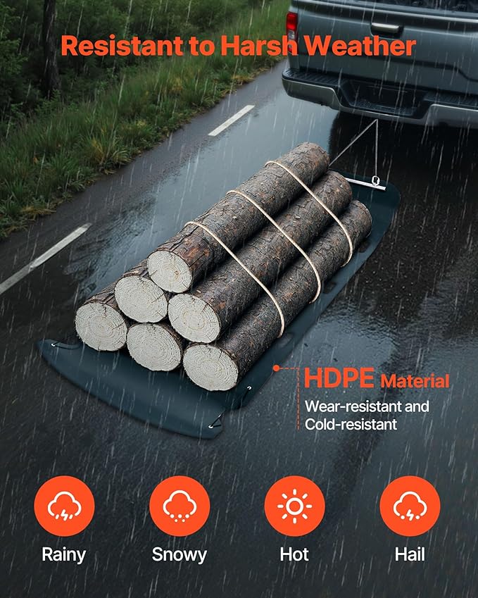 VEVOR Yard Drag Sled, 110 x 46 in, 2000lbs Heavy Duty Utility Sled, HDPE Drag Glider with Ropes & Pull Cable, Dual Use Game Hauler for Firewood Ice Fishing, Compatible with ATVs UTVs Tractors-StrideForce Fitness