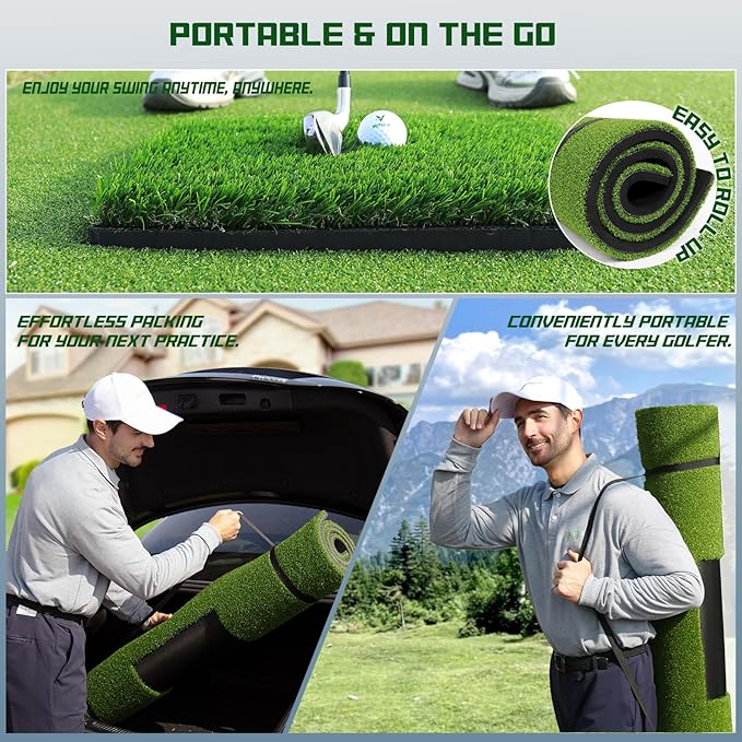 Upgrade Multi-Function Golf Hitting Mat – MyVoice 5x4ft Thickened Mat with Interchangeable Turf, Durable Non-Slip Base for Indoor & Outdoor Practice, Ideal for Golfers of All Levels-StrideForce Fitness