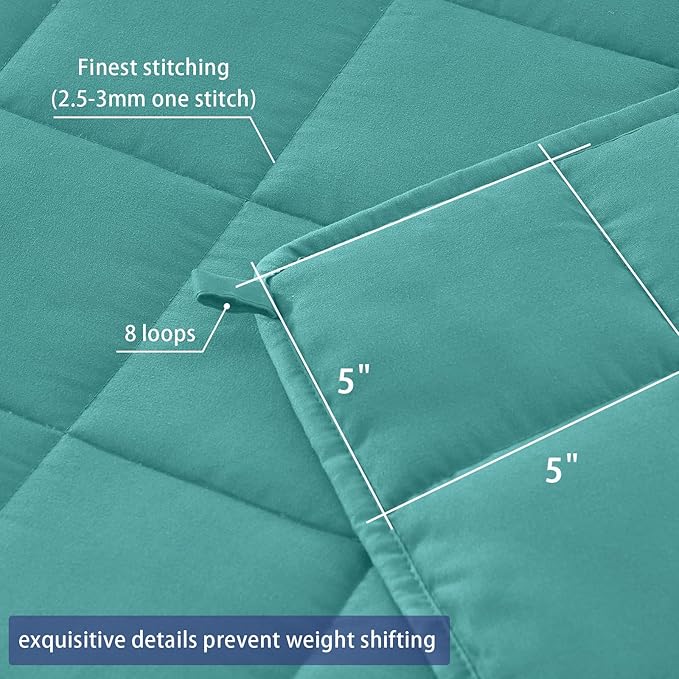 yescool Weighted Blanket for Adults (17 lbs, 48" x 72", Teal) Cooling Heavy Blanket for Sleeping Perfect for 160-180 lbs, Twin Size Breathable Blanket with Premium Glass Bead, Machine Washable-StrideForce Fitness