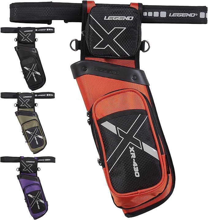 Legend XR430 Premium Field Quiver for Arrows - Right-Handed Hip Arrow Quiver with Removable Release Pocket, Durable Archery Quiver with Tools & Accessories Compartment, Arrow Holder-StrideForce Fitness