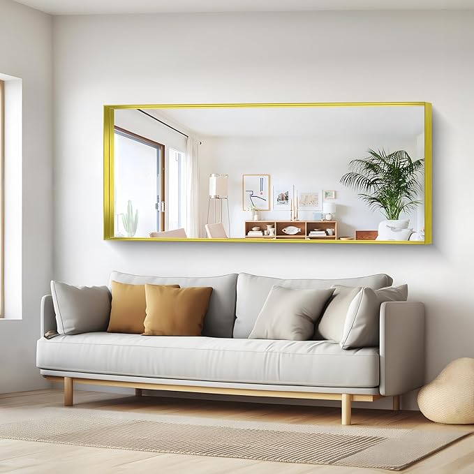 Gold Bathroom Mirror, 72x30 Inch Rectangular Framed Mirror, Large Wall Mounted Bathroom Vanity Mirror Over Sink for Bedroom,Restroom, Living Room, Hangs Vertically or Horizontally-StrideForce Fitness