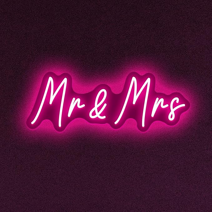 Mr&Mrs Neon Sign for Wedding Dimmable Mr Mrs Neon Signs Led Neon Sign for Party Neon Light Sign Mr & Mrs Sign for Anniversary Valentine's Day Wall Decor Gift-StrideForce Fitness