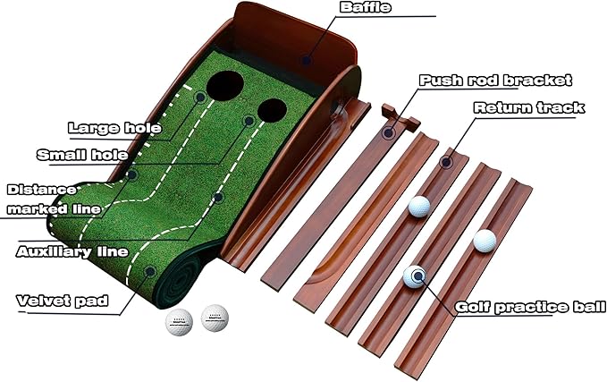 GimYaa Golf Putting mat Green Indoor and Outdoor with Auto Ball Return,Game Practice Golf Gifts for Home, Office, Backyard Indoor Golf and Outdoor Use, Crystal Velvet Mat-StrideForce Fitness