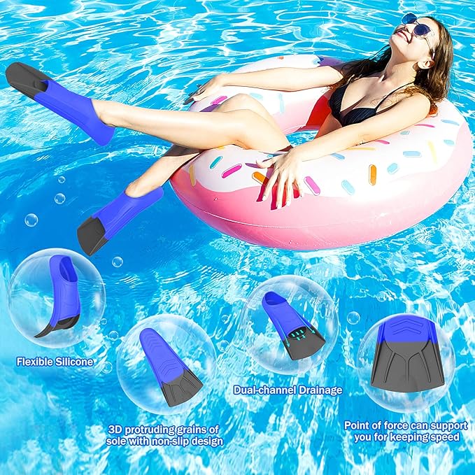 Gintenco Swim Fins, Kids Swim Training Fins for Lap Swimming, Travel Size Flippers with Mesh Bag, Silicone Swimming Fins for Kids Teens Adults Women Men-StrideForce Fitness