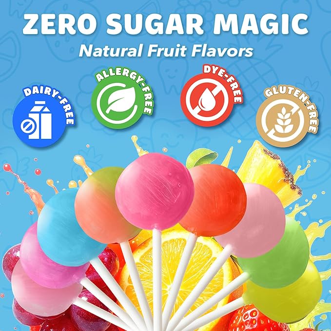 Zollipops Clean Teeth Pops Sugar Free Candy with Xylitol, Dye-Free Lollipops - Keto & Diabetic-Friendly, Dentist-Approved Treats for Kids (Strawberry, 3.1 oz)