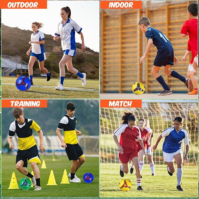 12 Pcs Soccer Balls for Teen Adult Bulk Deflated Soccer Ball with Pump Size 5 Indoor Outdoor Training Practice for School Sports Game Birthday Gifts Party Back to School-StrideForce Fitness